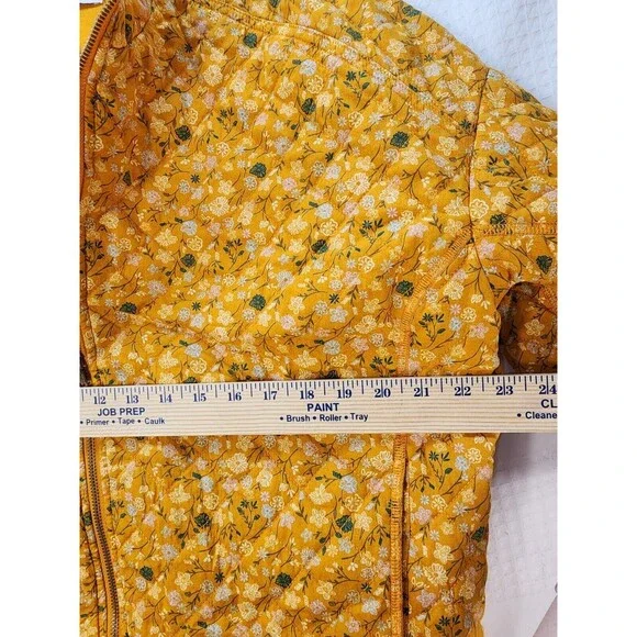 Sonoma Women's Jacket Sz Large 100% Cotton Quilted in Gold Floral Print - Picture 6 of 10